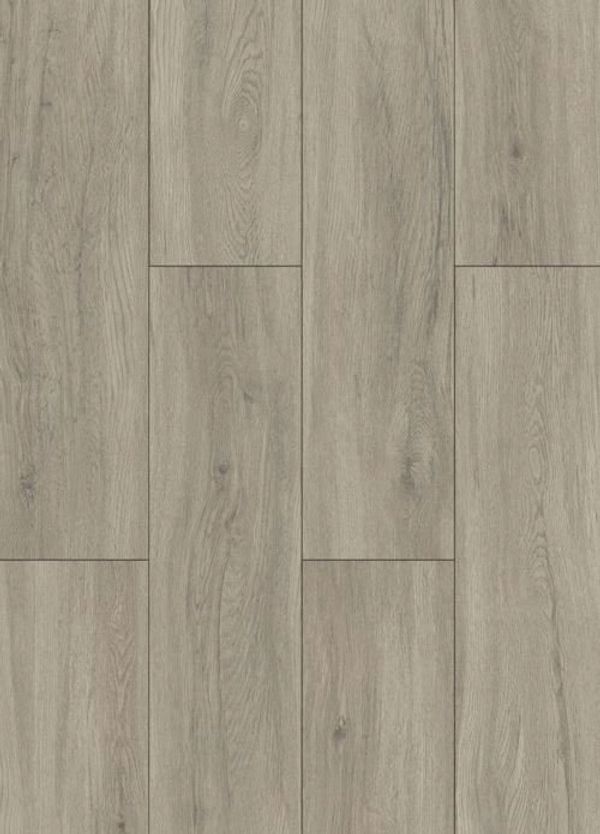 Light gray wood laminate flooring with natural grain.