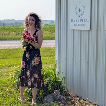 Seasonal flowers and farm life at Hive & Petal in Prairie City, Iowa.