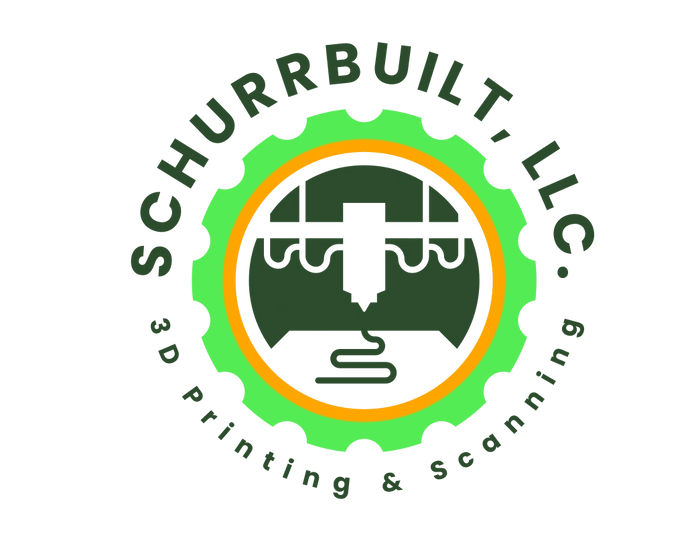 Logo of Schurrbuilt LLC featuring a green gear and a plumbing pipe symbol.
