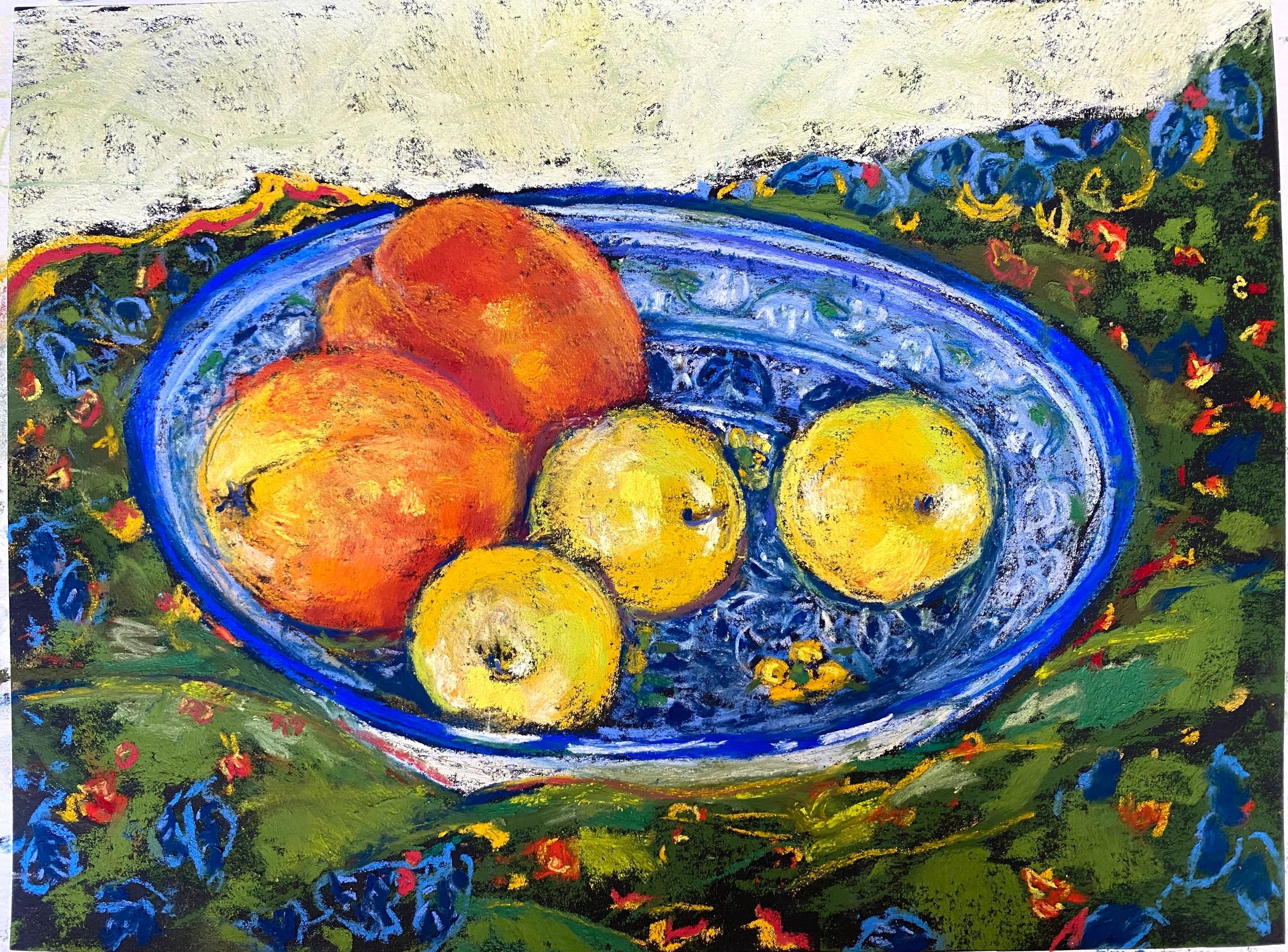 "Peaches and Plums"
pastel
9" x 12" (image)