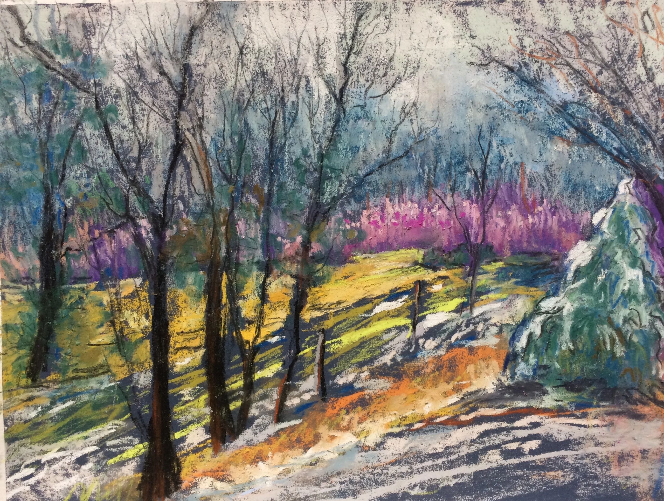 "Winter's End" (SOLD)
pastel
13.75" x 16.75" (framed, matted, museum glass)
SOLD