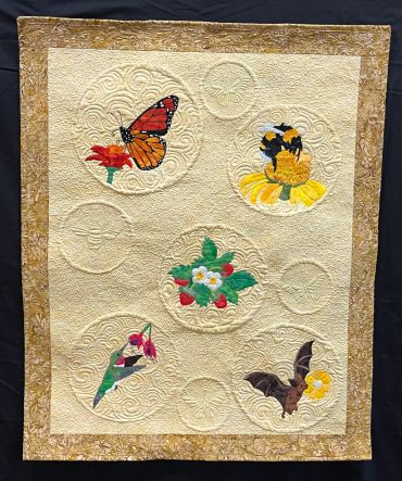"FLower Power" Made for SAQA Pollinators exhibit. NFS