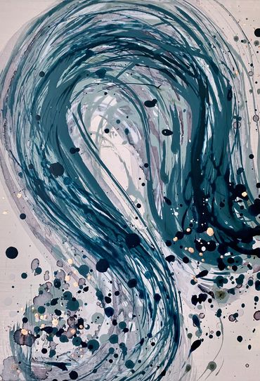 Teal and Copper Study I by Caroline Banks