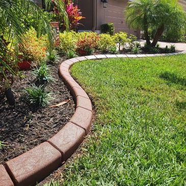 curved landscape edging between grass and mulch bed