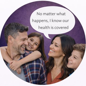 Happy family feeling secure about their health coverage.
