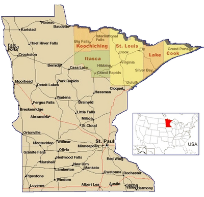St. Louis, Itasca, Koochiching, Lake, and Cook Counties