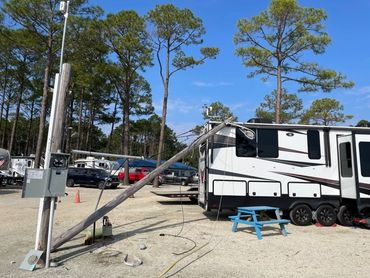 Telephone Pole Struck One Of Our Customers RV