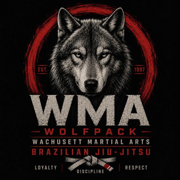 Wolf head logo for Wachusett Martial Arts Brazilian Jiu-Jitsu.