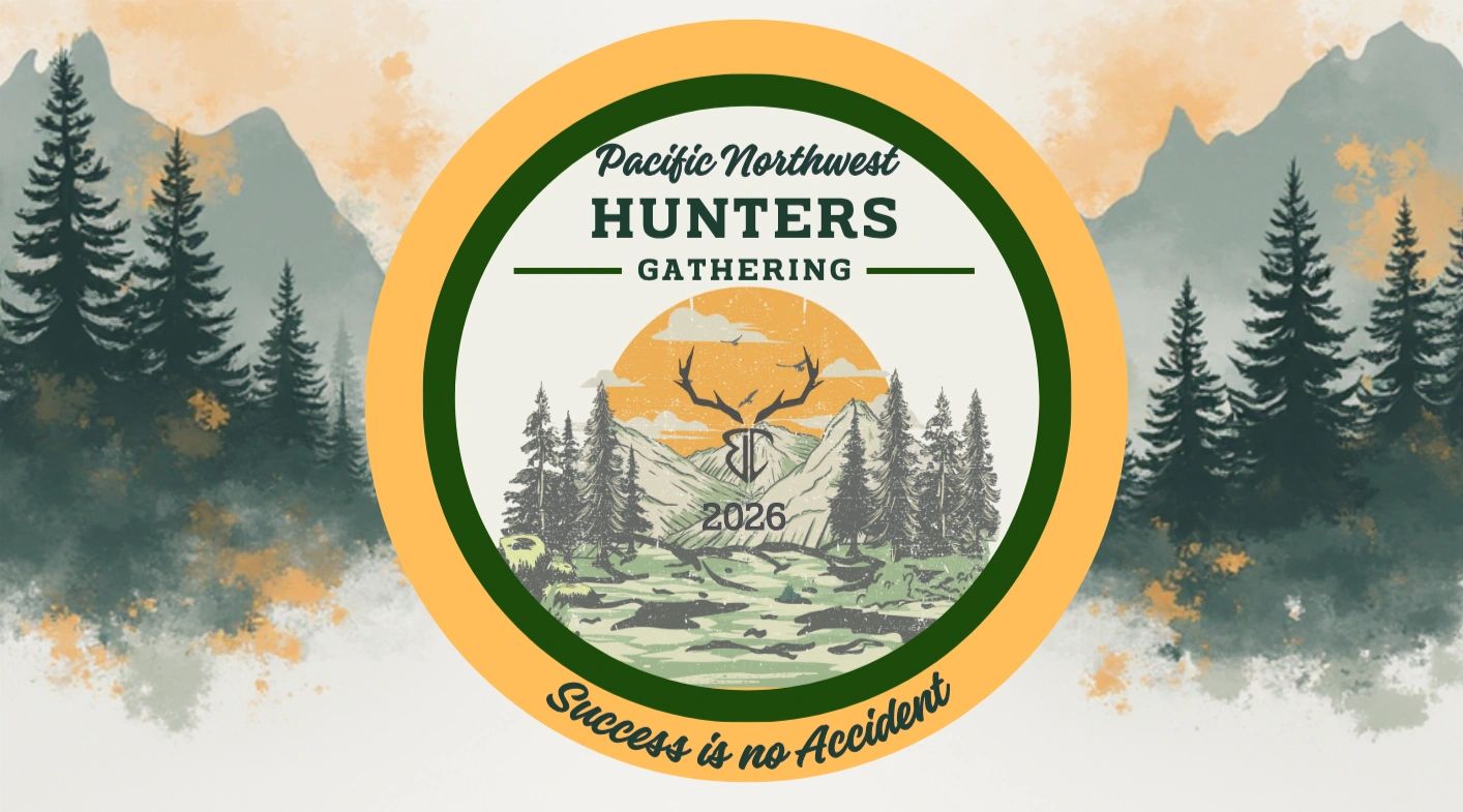 Logo for Pacific Northwest Hunters Gathering 2026 with a nature backdrop.