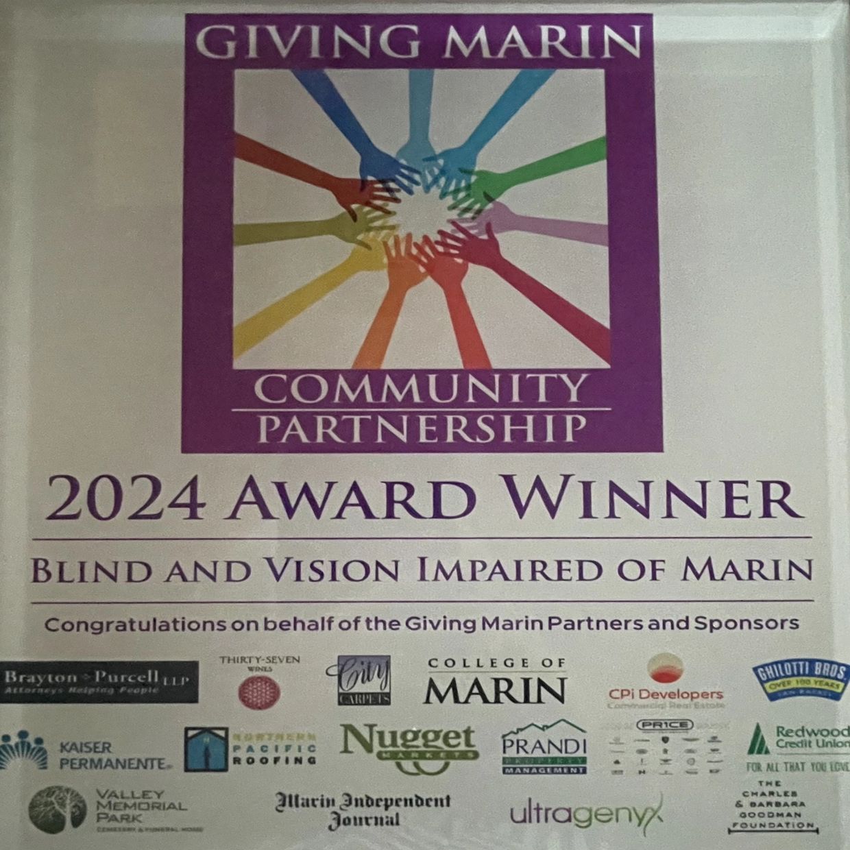 Giving Marin Community Partnership 2024 Award Winner