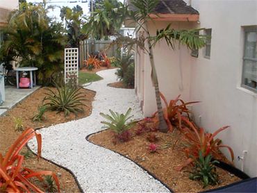 Outdoor path garden white wall.