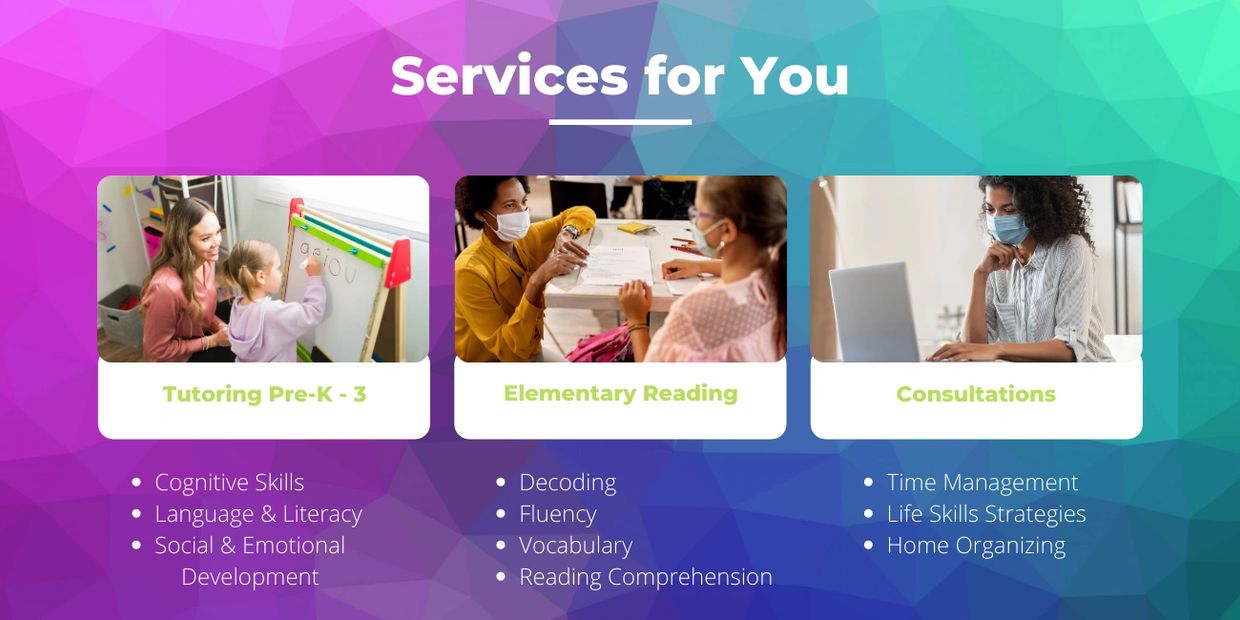 Preschool tutoring, Elementary Reading, Time Management, Life Skills Strategies, Home Organizing