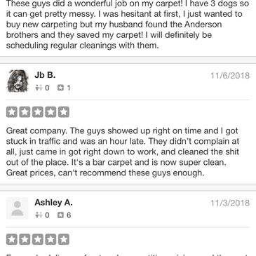 Yelp reviews  on a bar