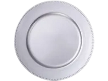 beaded silver charger