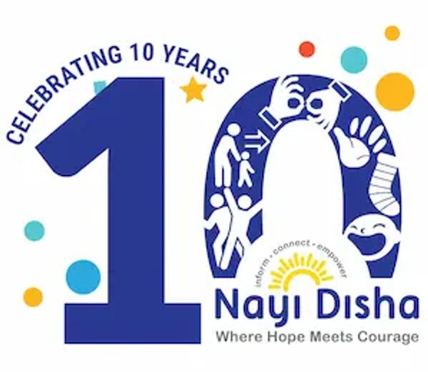 Logo celebrating 10 years of Nayi Disha.