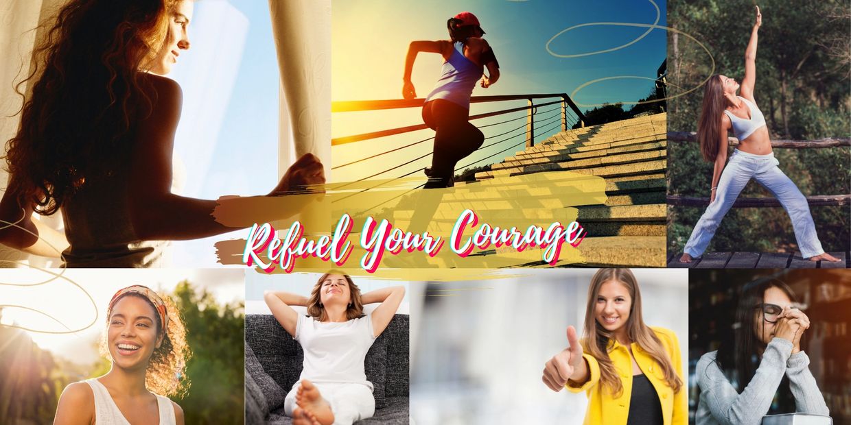 Kimberly Snider designed Refuel Your Courage:  Happy women, thriving, running, praying, smiling