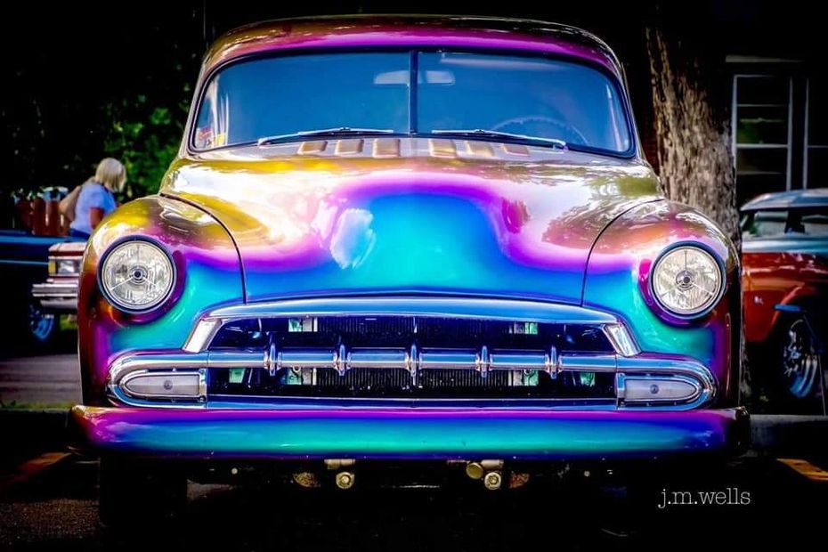 Kevin Tufte's Radical Painted 1952 Chevrolet rolling on Cimmaron Wheels