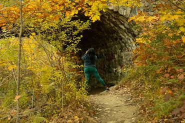 Taking pictures at Devil's Hopyard State Park