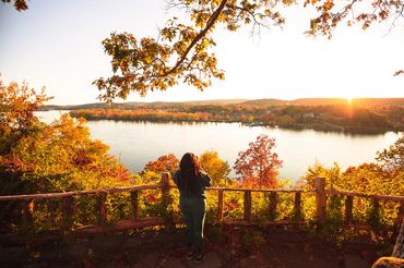 Looking out at the water at Gillette Castle State Park