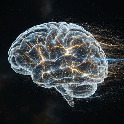 Illustration of a brain with glowing neural activity.