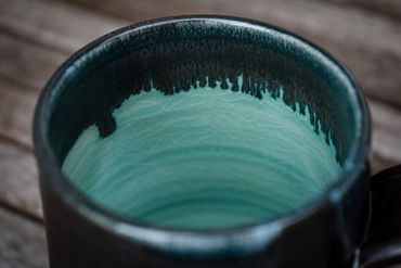 Glaze detail on modern pottery mug