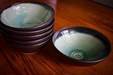 Stacking pottery bowls made in Campbell River, Vancouver Island
