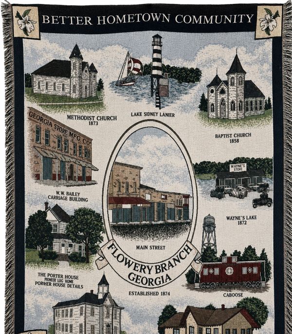 Flowery Branch Georgia commemorative tapestry.