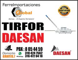 tirfor de guaya para arrastre de carga, importamos tirfor DAESAN , capacitaciones, productos equipos , asesoria y consultoria de calculo para proyectos de ingenieria
IMPORTAMOS EQUIPOS DAESAN KYTO NITCHI VITAL CM YALE HYUNDAI