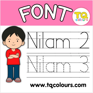 Free Font - Nilam 2 - Nilam 3 - Tracing Letters - Learn to Write Pre School for Kids