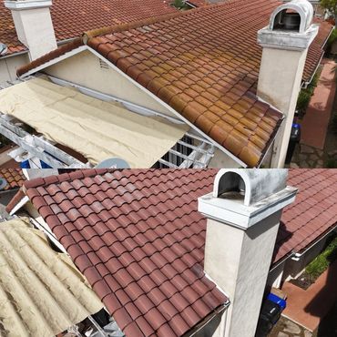 Tile roof soft washing