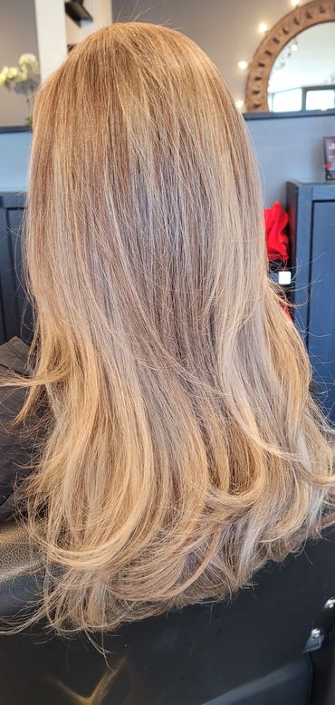 Honey blonde highlights & soft layers by Adriana Balea at Studio B Toronto @ Lone&Co.