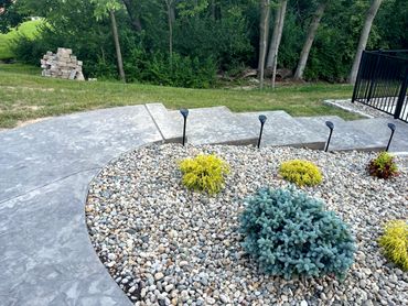 Stamped concrete steps and walkway