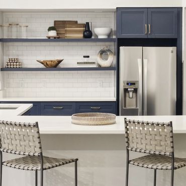 multifamily kitchen painted in hale navy.