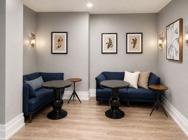 Multifamily renovation interior design project in Leesburg Virginia coworking nook