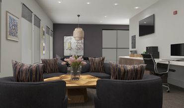 Multifamily amenity interior design.