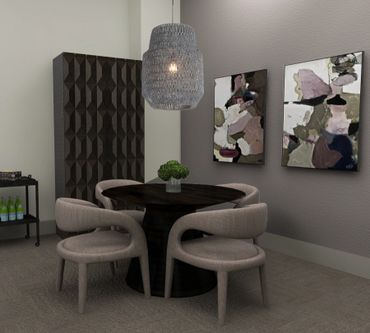 Multifamily amenity interior design.