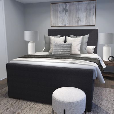 Model apartment bedroom renovation with custom FF&E