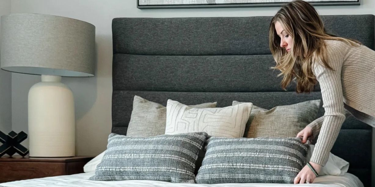 Multifamily interior designer Alicia DuBois Schopp installing a new build model unit FF&E package.
