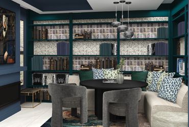 Rendering Multifamily clubroom with Interior Design by Design by DuBois