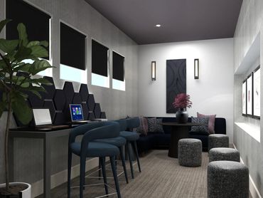 Multifamily amenity interior design.