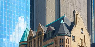 Toronto abstract architectural photography, juxtaposing old, new, line, and shape.