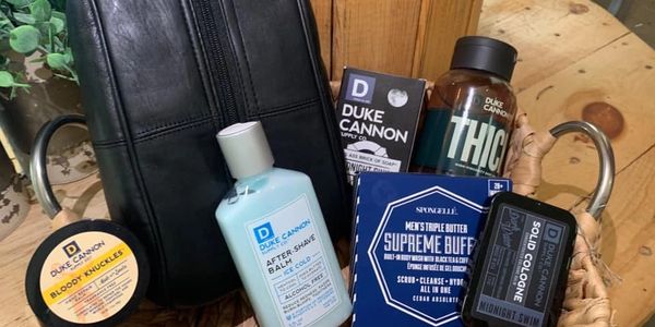 Special Guy Gift: Leather Shaving Bag, Duke Cannon Soap, Spongelle Bath Care
