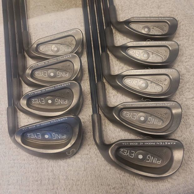 Set of Ping Eye 2 golf irons.