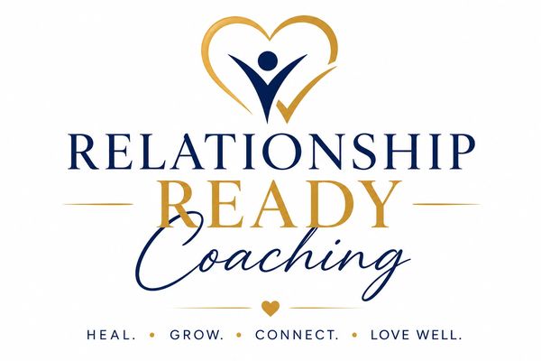 Logo for Relationship Ready Coaching with heart and person icon.