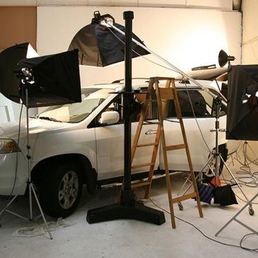 Photo studio with car inside