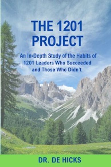 Book cover of 'The 1201 Project' on leadership habits with mountain scenery.