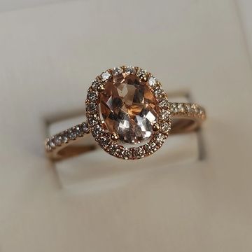 14K Rose Gold Engagement Ring with Oval Morganite Center Stone
