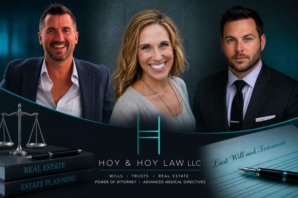 Professional law firm team with estate planning documents