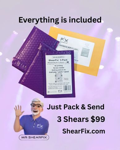ShearFix 3-pack sharpening service for $99, just pack and send.