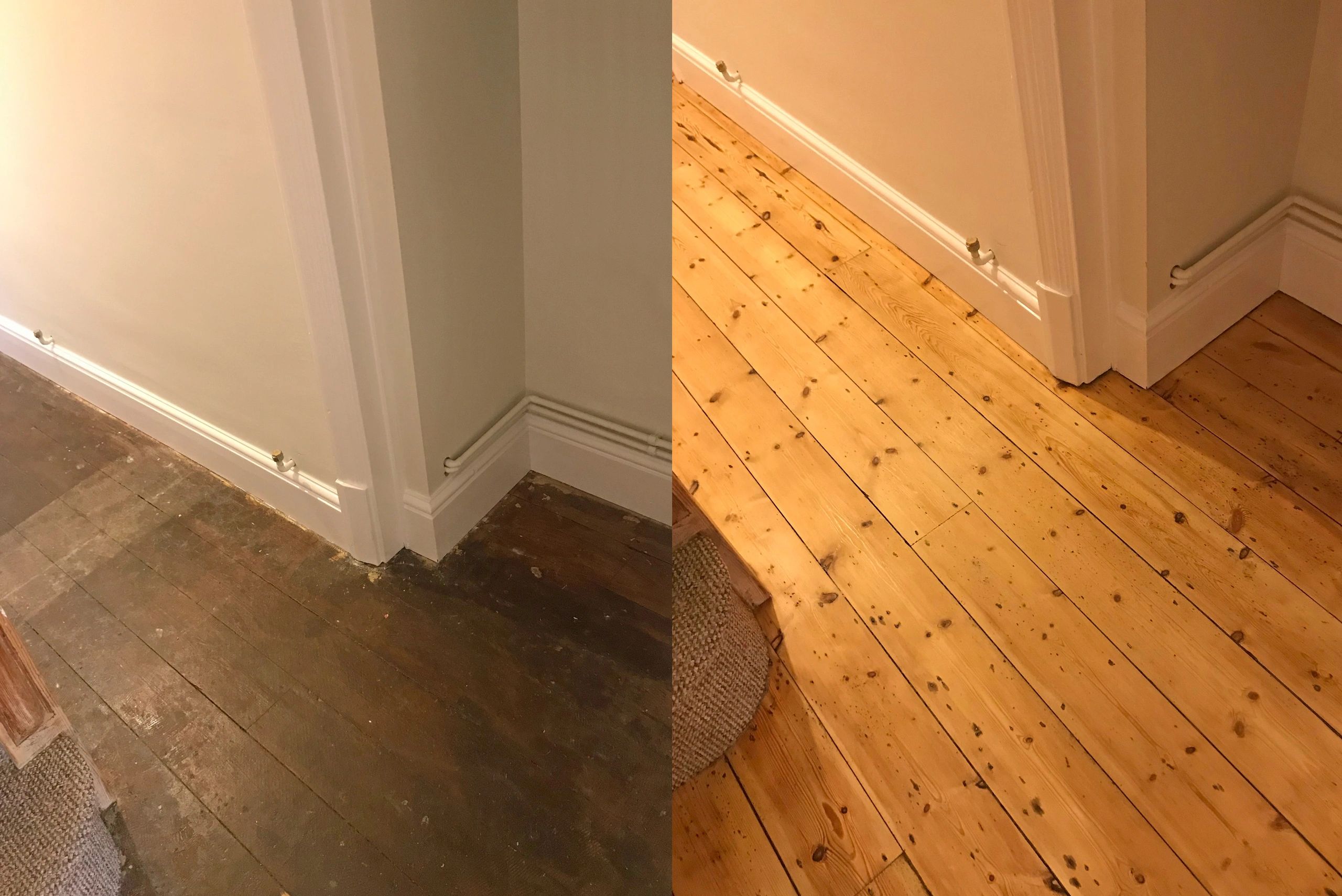 Pine wood flooring hallway floor sanding